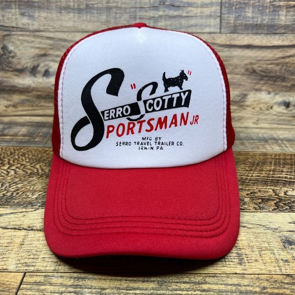 Serro Scotty Sportsman Jr Mens Trucker Hat Red Snapback RV Trailer Baseball Cap - Picture 2 of 8